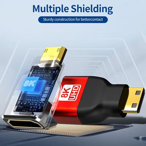 Mini HDMI to HDMI Adapter [2-Pack], 8K@60Hz, 4K@144Hz, 2K@240Hz Female to Mini HDMI Male Adapter, Compatible with DSLR,Camcorder, Raspberry Pi Zero W,Laptop,Tablet,HDTV, Projector, Monitor in Saudi Arabia