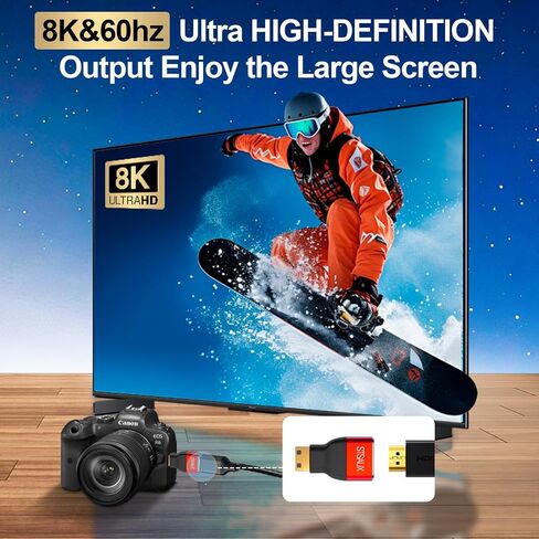 Mini HDMI to HDMI Adapter [2-Pack], 8K@60Hz, 4K@144Hz, 2K@240Hz Female to Mini HDMI Male Adapter, Compatible with DSLR,Camcorder, Raspberry Pi Zero W,Laptop,Tablet,HDTV, Projector, Monitor in Saudi Arabia