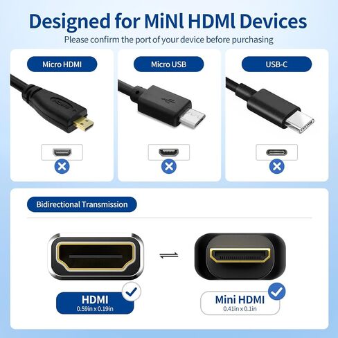 Mini HDMI to HDMI Adapter [2-Pack], 8K@60Hz, 4K@144Hz, 2K@240Hz Female to Mini HDMI Male Adapter, Compatible with DSLR,Camcorder, Raspberry Pi Zero W,Laptop,Tablet,HDTV, Projector, Monitor in Saudi Arabia