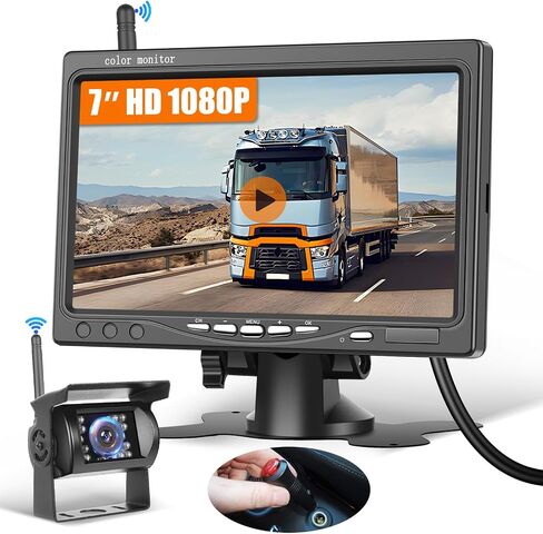 Hikity Wireless Car الخلفية الكاميرا الكاميرا 7 بوصة شاشة طقم شاشة مقاومة للماء الكاميرا الليلية الرؤية الخلفية الكاميرا للشاحنة/RV/المقطورة/الحافلة in Saudi Arabia