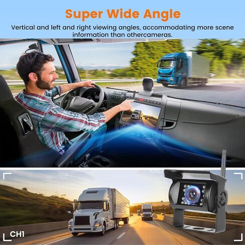Hikity Wireless Car الخلفية الكاميرا الكاميرا 7 بوصة شاشة طقم شاشة مقاومة للماء الكاميرا الليلية الرؤية الخلفية الكاميرا للشاحنة/RV/المقطورة/الحافلة in Saudi Arabia
