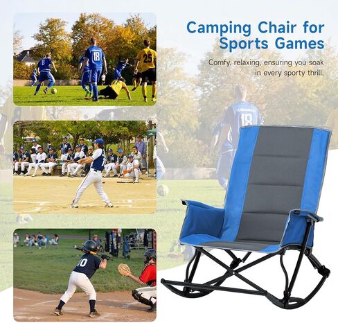 كراسي التخييم الهزاز للبالغين ، كرسي الروك في الهواء الطلق مع راحة في القدم وحقيبة الحمل ، 330 رطلا ، للعشب ، الفناء ، الشرفة ، الفناء الخلفي ، الأحداث الرياضية ، الأزرق in Kuwait