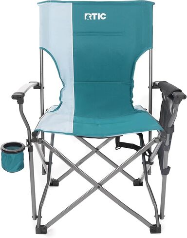 كرسي RCTIT Ultra-tough محمول للطي للتخييم ، في الهواء الطلق ، صيد الأسماك ، الشاطئ ، مع راحة ذراع وحامل الكوب ، يطوي بسرعة لسهولة التخزين في كيس حمل ، أسود in Kuwait