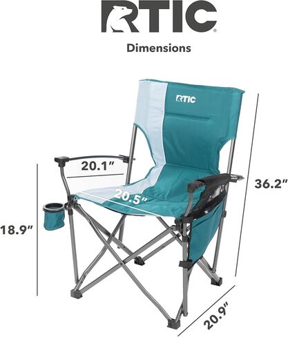 كرسي RCTIT Ultra-tough محمول للطي للتخييم ، في الهواء الطلق ، صيد الأسماك ، الشاطئ ، مع راحة ذراع وحامل الكوب ، يطوي بسرعة لسهولة التخزين في كيس حمل ، أسود in Kuwait