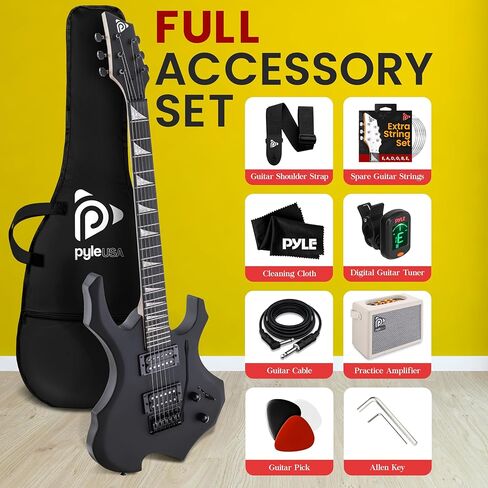 Pyle Heavy Metal Electric Guitar Axe w/ Amplifier Kit, Full Size Instrument w/ Practice Amp & Accessories in Kuwait