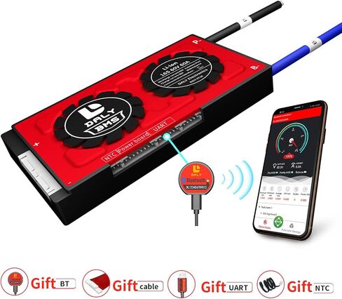 Daly Smart BMS Li-Ion 16S 60V 60a مع وحدة مراقبة البيانات المرئية App Bluetooth ، اتصالات UART لإدارة بطارية ليثيوم 3.7 فولت (SMART BMS ، 60A) in Kuwait