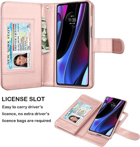 حالة محفظة NJJEX لـ Moto Edge Plus 2022 ، لـ Motorola Edge+ 5G UW 2022/EDGE 30 PRO/EDGE X30 CASE ، [9 فتحات البطاقة] PU LEATHER FOLIO in Kuwait