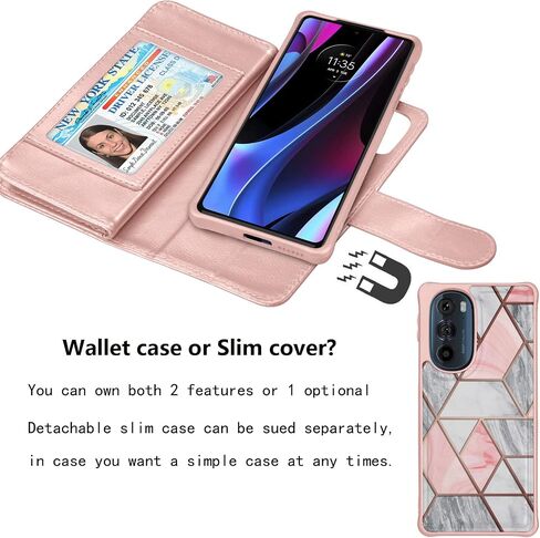 حالة محفظة NJJEX لـ Moto Edge Plus 2022 ، لـ Motorola Edge+ 5G UW 2022/EDGE 30 PRO/EDGE X30 CASE ، [9 فتحات البطاقة] PU LEATHER FOLIO in Kuwait