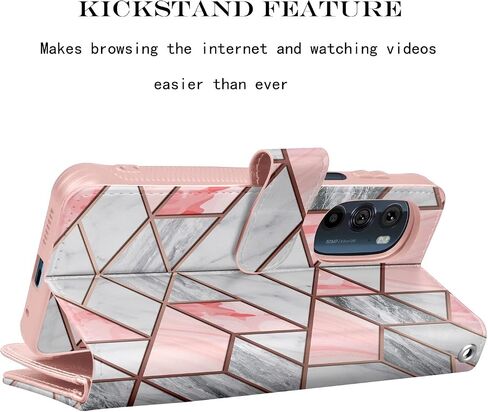 حالة محفظة NJJEX لـ Moto Edge Plus 2022 ، لـ Motorola Edge+ 5G UW 2022/EDGE 30 PRO/EDGE X30 CASE ، [9 فتحات البطاقة] PU LEATHER FOLIO in Kuwait