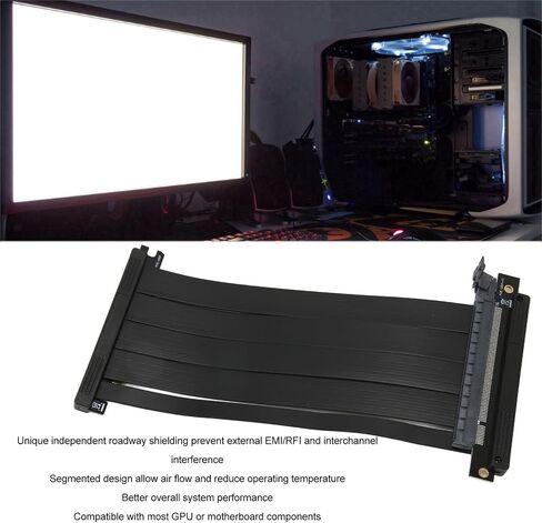Graphics Card Extension Cable, Pcie 4 Cable for Ertical Mount Reverse Pcie4.0 X16 Cable Shielded High Speed Flexible Vertical Mount Extension Cable Extension Port Adapter, Pcie X16 Cable 20 Cm 180 in Saudi Arabia