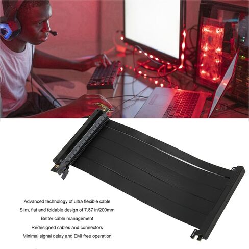 Graphics Card Extension Cable, Pcie 4 Cable for Ertical Mount Reverse Pcie4.0 X16 Cable Shielded High Speed Flexible Vertical Mount Extension Cable Extension Port Adapter, Pcie X16 Cable 20 Cm 180 in Saudi Arabia