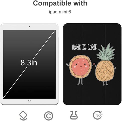 الحب هو حب أناناس بيتزا مع حامل القلم رفيع الخفيفة الوزن Trifold حامل متوافق مع iPad mini 4/5/6 mini4/5 （7.9in） in Kuwait