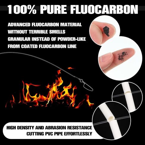 12 Pcs Fluorocarbon Fishing Leader Fishing Wire Leaders with Swivels Rigs Connecting Tackle for Saltwater Freshwater in Saudi Arabia