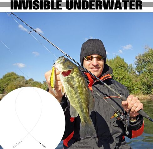 12 Pcs Fluorocarbon Fishing Leader Fishing Wire Leaders with Swivels Rigs Connecting Tackle for Saltwater Freshwater in Saudi Arabia