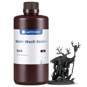 ANYCUBIC Water Washable Resin, 3D Printer Resin with Low Viscosity and Fast Printing, 405nm High Precision UV-Curing 3D Resin, Photopolymer Resin for 8K Capable LCD DLP 3D Printing (Grey, 1kg)