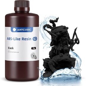 ANYCUBIC Water Washable ABS-Like 3D Printer Resin, High Toughness and Durability, High Precision and Easy to Post-Process, Low Odor, Wide Compatibility for All LCD Resin 3D Printers (Grey, 1kg)