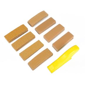 Micro Detail Sander Kit- Mini Sanding Block with 80pcs Hook & Loop Sanding Paper Sheets of 40 60 80 120 180 240 400 600 Grits for DIY Crafts Wood Finishing Narrow Spaces Polishing