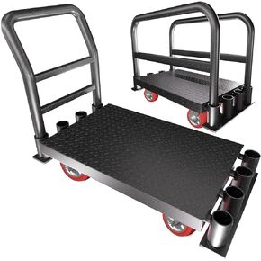 2IN1 Heavy Duty Panel Truck Cart,42" x 24" Flatbed Cart w/1Front&2 Side Handrails,2200 lbs Capacity Drywall Cart&Lumber Cart, Platform Truck w/2 Swivel Casters, All-Steel Hand Truck,Push Cart