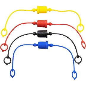 1/2 ISO-A & ISO5675 Hydraulic Quick Coupler Male Dust Cap and Female Plug Cover, Red Rubber Dust Caps/Plugs with Retention Ring Keeps Cap Attached to Hose (4Sets-Four Colours, 1/2 ISO-A & ISO5675)