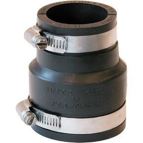 Fernco Inc. P1056-215 Flexible PVC Pipe Coupling Cast Iron, Plastic or Steel Plumbing Connections, 2" x 1-1/2", Black