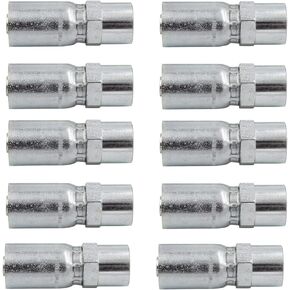 (10-Pack) 3/8" Hose x 3/8" NPTF Female Pipe Rigid Hydraulic Hose End Crimp Fittings | FP-06-06