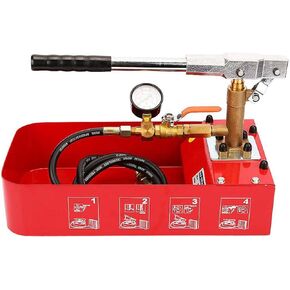 IRONWALLS Hydrostatic Pump Tester, Hydraulic Manual Water Pressure Test Pump, 5Mpa Water Pipe Leakage Pressure Tester Pump with Gauge & 2 Gallon Tank
