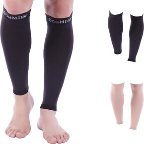 Doc Miller - Compression Calf Sleeve for Short Men & Women, Medical Grade, 15-20mmHg Graduated Support for Running, Calf Tear, Shin Splints, Knee High, Beige Calf Sleeves, Large Size, 1 Pair, Petite
