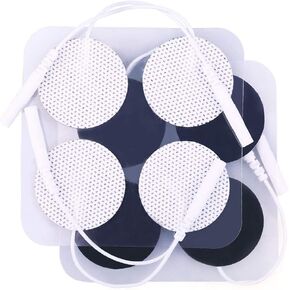 TENS Unit Pads, 40PCS Round Electrodes Pads, 1.25" Reusable Carbon Electrotherapy Pads for EMS Muscle Stimulator, with 2.0 mm Pigtail Connectors