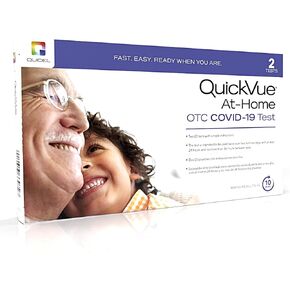 QuickVue At-Home OTC COVID-19 Test Kit, Self-Collected Nasal Swab Sample, 10 Minute Rapid Results - Pack of 10 Kits (each kit includes 2 tests, intended for a single user)