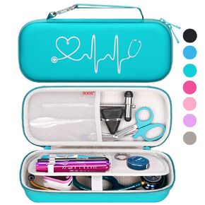 BOVKE Stethoscope Case fits 3M Littmann Classic III, Lightweight II S.E, MDF Acoustica Deluxe Dual Head, Cardiology IV, Stethoscope Holder with Pocket for Nurse Accessories for Work, Black