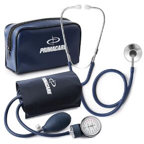 Primacare DS-9197-BL Professional Classic Series Manual Adult Size Blood Pressure Kit, Emergency Bp kit with Stethoscope and Portable Leatherette Case, Nylon Cuff, Blue