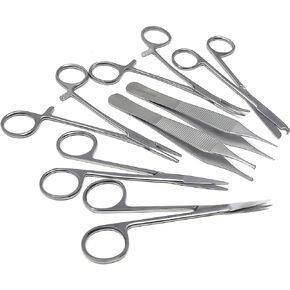 Set of 7 Pieces Scissors Forceps Hemostats Needle Holder Driver Set for Educational Training and Medical Procedures Made of Stainless Steel (A2Z BRAND)
