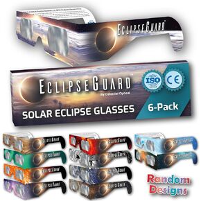 (6-Pack) EclipseGuard: Premium Eclipse Viewing Glasses - AAS Recommended | ISO 12312-2 Certified | Lenses Made in USA | Bilingual