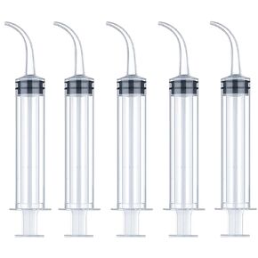 Wisdom Teeth Syringe, 5 Pack Irrigation Dental Syringes with Curved Tip for Dental Care Liquid Oral Tonsil Stone