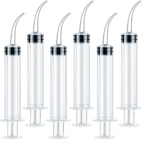 6 Pack Dental Irrigation Syringe, Wisdom Teeth Syringes with Curved Tip for Tooth