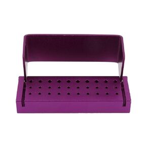 Annhua Dental Bur Block Holder with Cover, 30 Holes Bur Blocks Disinfection Case Autoclavable Opening Box Organizer for Dentist, Dental Lab - Aluminum - Purple