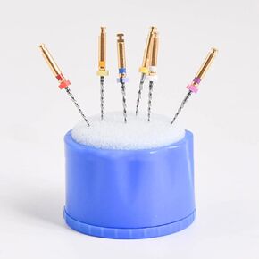 Healifty Dental Endo File Clean Stand Ring with 1pcs Cleaning Sponges Measurable Autoclavable Holder Organizer Rack Refill endodontics Products (Sky Blue)