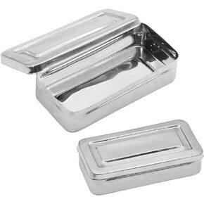 10" x 4.9" x 2.2" Medical Surgical Trays Stainless Steel Dental Instruments Tray Organizer Holder Multi-Function Storage Sterilization Plate Trays Solid Box with Cover