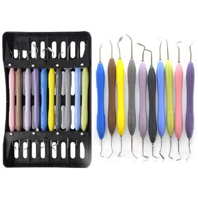 Dental Composite Filling Instruments Silicone Handle Double Ended with Cassette 10 Pcs