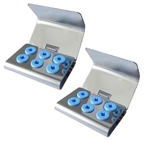 Dental Ultrasonic Scaler Piezo Holder for 6 Tips/Burs with Cover 2PCS Stainless Steel Scaler Kit Sterilizer Stand Blocks