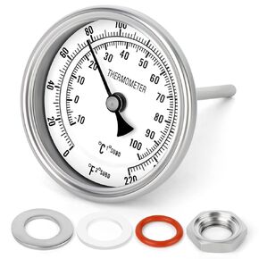 MEANLIN MEASURE 2Pcs 1/2" NPT Bimetal Thermometer for hot Water, boilers, and Pipes，3" Dial, 4" Stainless Steel Stem，Temperature Range 50-500°F/10-250°C, Accuracy 2%,Lower Mount