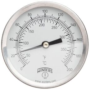 Winters TCT Series Dual Scale Mild Steel Clamp-On Thermometer, 2-1/2" Dial, 30-240 F/C Range