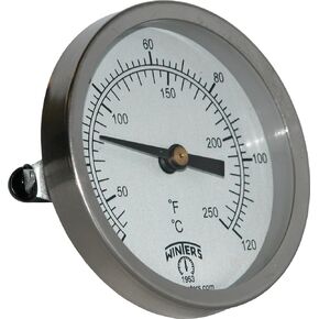 Winters TCT Series Dual Scale Mild Steel Clamp-On Thermometer, 2-1/2" Dial, 30-240 F/C Range