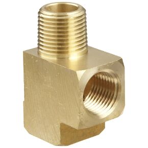 Anderson Metals-06127-04 Brass Pipe Fitting, Barstock Street Tee, 1/4" Female Pipe x 1/4" Male Pipe x 1/4" Female Pipe