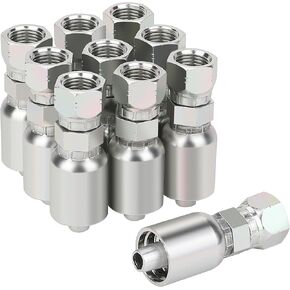 3/8’’ Hose x 3/8’’ JIC 37 Degree Female Swivel Hydraulic Hose Crimp Fittings, 10PCS Set