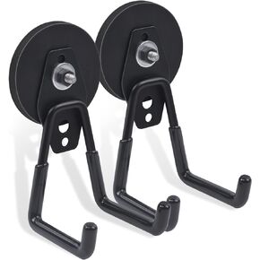 Strong Magnetic Hooks, 3.46" Garage Magnet Hooks with Anti-Slip Coating, 2 Pack Heavy Duty Storage Utility Magnet Hooks for Metal Cabinet, Tools,Power Tools, Garage, Pegboard