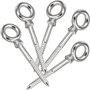 5pcs Eye Hooks Screw in Heavy Duty, 5/16" Eye Bolts Screw in, 316 Stainless Steel Marine Grade Eye Lag Screws by Load Capacity 650lbs for Indoor or Outdoor Hanging, Lifting Loads