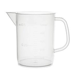 EISCO Plastic Pitcher, 500mL - Short Form, Euro Design - Molded Graduations - Chemical Resistant & Autoclavable Polypropylene - Measuring Jug Labs