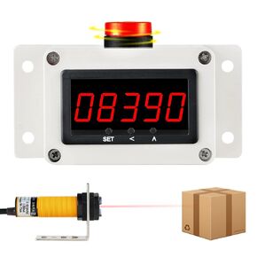 Digital LED Counter Piece Counting Count Up to 99999 with Alarm Reminder Infrared Sensor Sensing Distance 27in DC 12CV-24V for Factory Conveyor