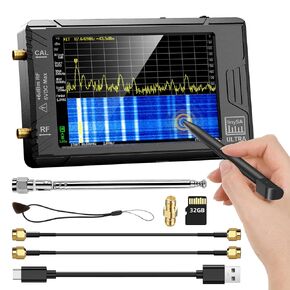 Elikliv Upgraded TinySA Ultra Spectrum Analyzer - 4.0 Inch Handheld Tiny Frequency Analyzer Range from 100kHz to 5.3GHz, 100kHz to 800MHz MF/HF/VHF UHF Input with 32GB Card, V0.4.5.1